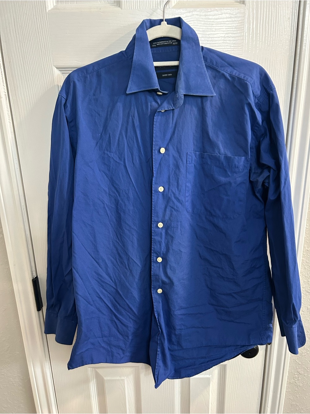 Nautica Mens Size 15.5 32/33 Blue Button Up Shirt Soft Poplin